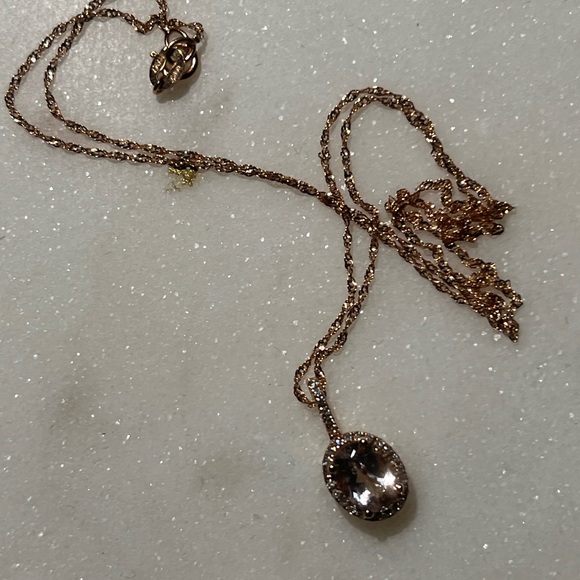 Morganite (1-1/7 Ct. T.W.) and Diamond (1/4 Ct. T.W.) Pendant in 14K Rose Gold - Picture 4 of 4